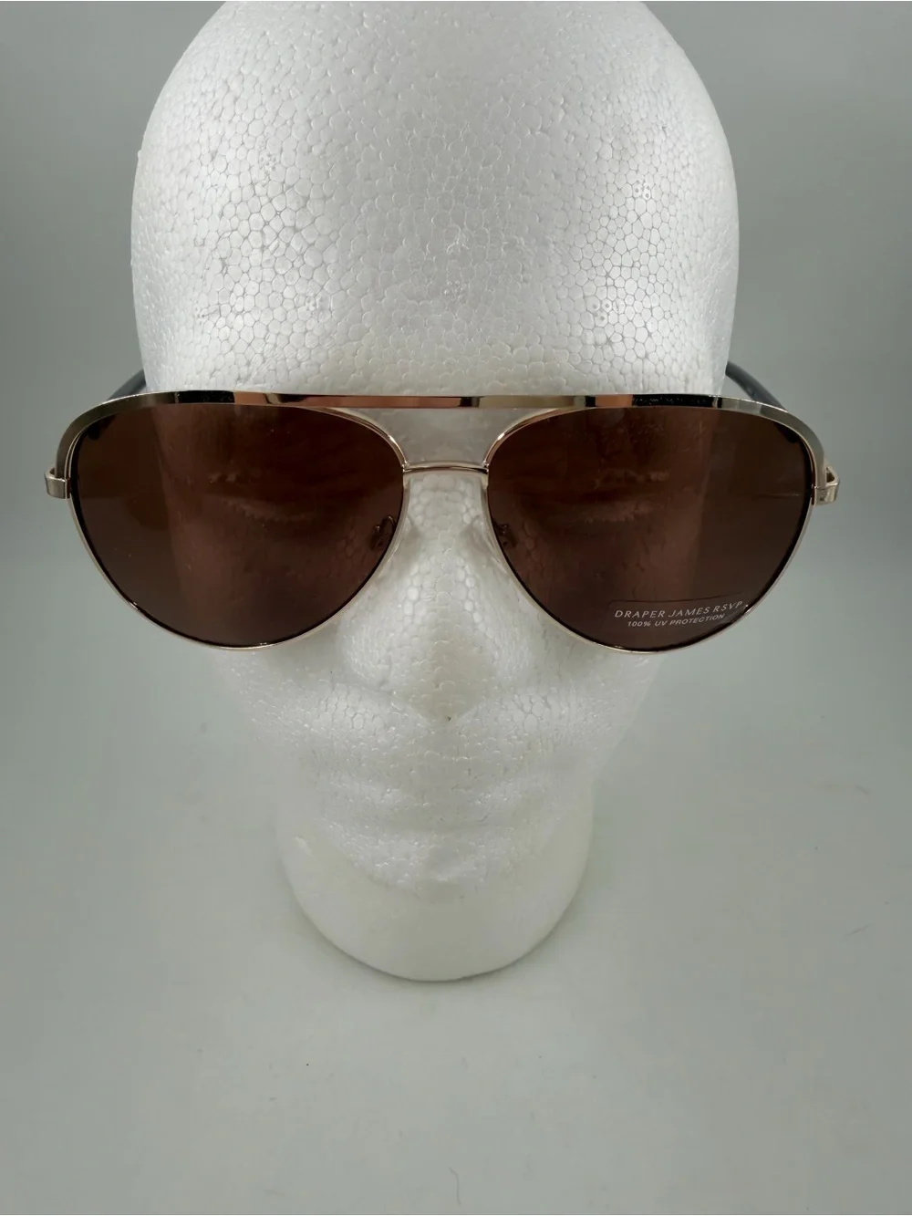 Draper James Women’s Gold Tone Aviator Sunglasses Brown Gradient Lens Brow Bar